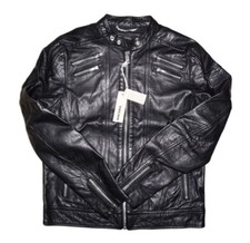 DIESEL L-NEILOR LEATHER JACKET BLACK SIZE XL 100% AUTHENTIC