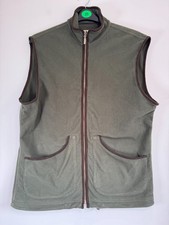 Barbour Fleece Gilet Men Size Large Olive Green Full Zip Sleeveless Vest Outdoor