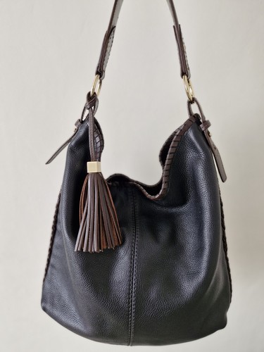 Black leather hobo - leather,