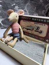 Maileg Mouse with Matchbox Bed
