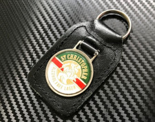 Vintage Leather St Christopher KEYRING Lager Black Made In England Beer Gin
