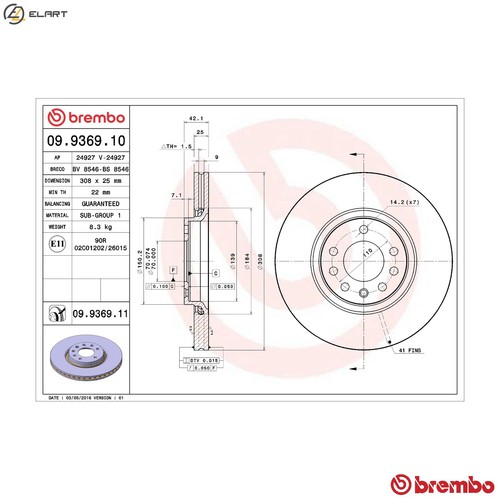 Brake disc 9369 11 for - disc,
