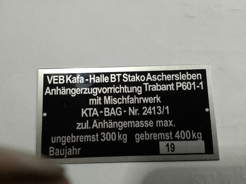 Nameplate hitch azv 104 - nameplate,