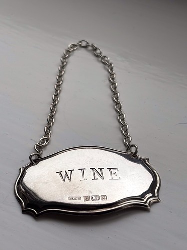 Sterling silver decanter label - silver,