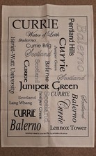 Currie, Balerno, Heriot Watt Uni, Juniper Green, Edinburgh, Scottish tea towel