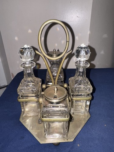 Antique cruet set with - , cut
