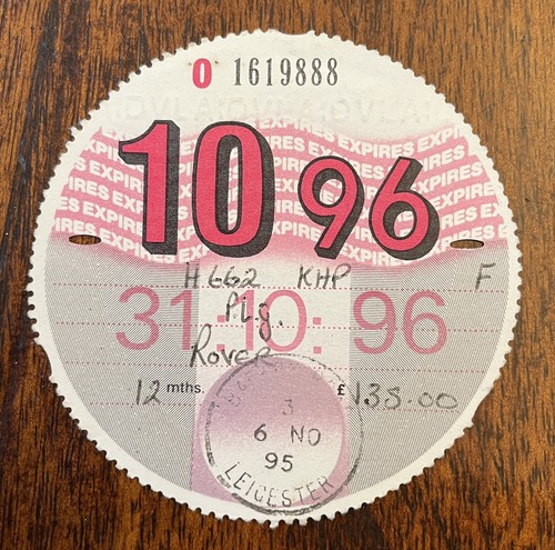 0riginal used car tax disc - car,