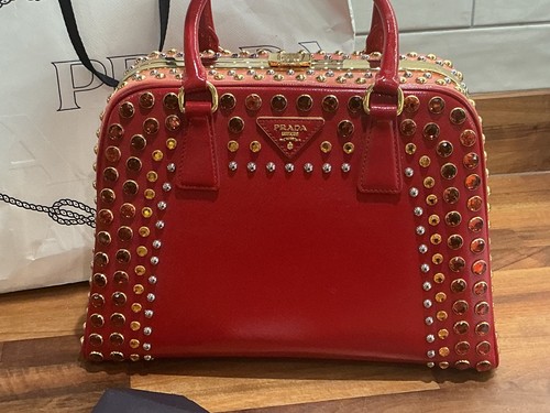 Prada red saffiano jewelled - red,