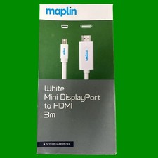 1x 3m White Mini DisplayPort To HDMI Maplin Adapter Lead 4K PC TV Monitor Cable
