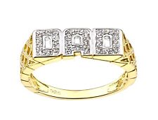 9ct Yellow Gold on Silver DAD Ring size P to Z+1 - Simulated Diamond