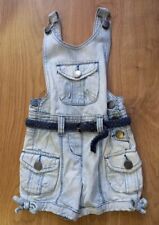 Girls Next Light Blue White Short Dungarees Age 3 100% Cotton 
