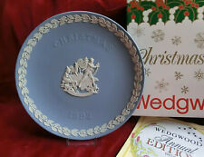 WEDGWOOD JASPER CHRISTMAS PLATE 1992 VICTORIAN TRADITIONS SLEDGING ORIGINAL BOX 