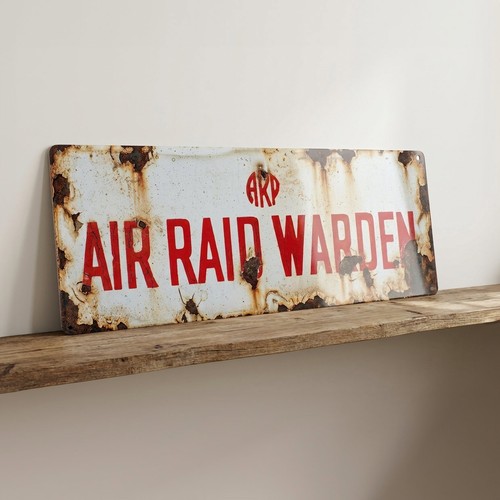 Air raid warden metal sign - air,