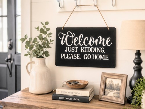 Fun wooden welcome sign - fun,