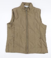 Tigi Wear Women's Beige Sleeveless Zip Waistcoat Bodywarmer Size 14/16