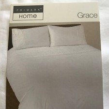 Primark vintage white cotton duvet cover set, double size NwoT