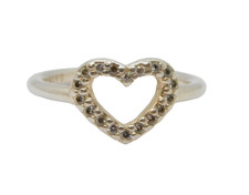 Sterling Silver PANDORA Open Heart Stone Set Dress Ring Vintage c1970 Size K 1/2