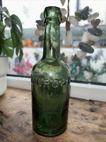 Antique green glass beer - green,