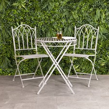 Charles Bentley Wrought Iron Feminine Bistro Set - Grey