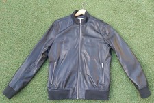 REISS Black Leather Bomber
