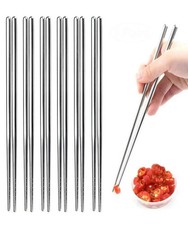 1/2 or 3 PAIRS STAINLESS STEEL METAL TWIST TRADITIONAL CHINESE KOREAN CHOPSTICKS