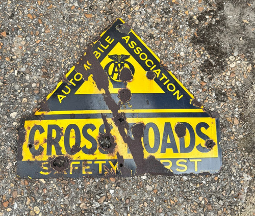 Vintage cross roads - aa, enamel