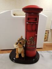  Large Leonardo Collection Post Box With Terrier  H11" X W7" Wt 2.5kg Good