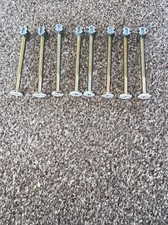 Set Of 8 Used Bed Bolts C/w Nuts  4 Inch (100) mm In Length