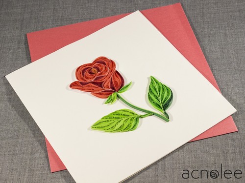 Handmade quilled red - handmade, rose