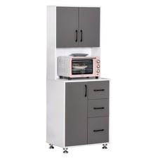 HOMCOM Kitchen Cupboard Storage Organiser, Microwave Cabinet, Grey  , Refurbishe