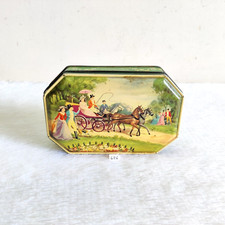 1950s Vintage Horse Chariot Graphics Lilys Sweets Advertising Tin Box Old TB124