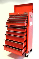 Hilka Tool Cabinet 14 drawer red metal storage chest trolley roll wheels box cab