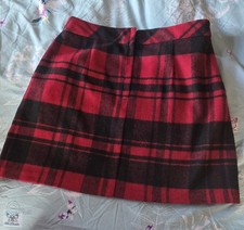 Red Tartan Wool Blend Skirt