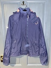 Navy Blue Superdry Original Windcheater Japan Pink Lined Winter Jacket Size 12