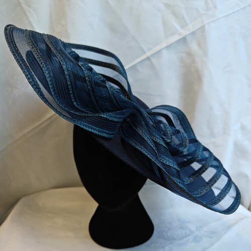 Navy blue big bow - blue, brim