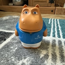 Vintage Ulster Bank Henri Hippo Plastic Money Box with key 