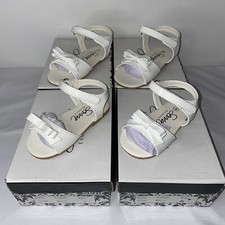 GIRLS WHITE BOW SANDALS SPANISH PATENT SHOES OCCASION SEVVA ALANI UK 4 5 7 8