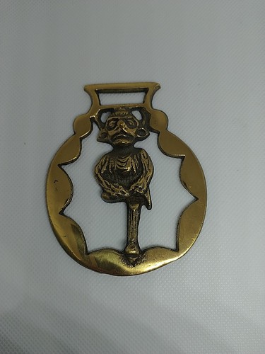 Brass horse medallion - brass,