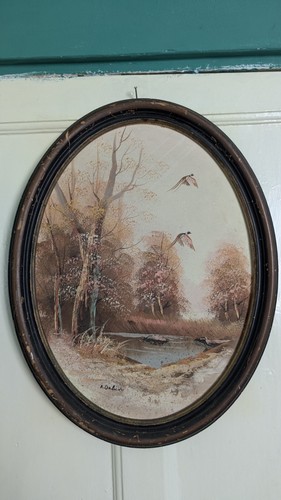 The oval pheasant painting - pheasant,