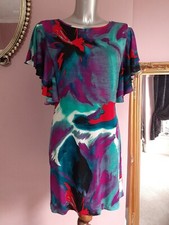 *PRINT FUSION* bright Colourful Stretch Dress Frill Style Short Sleeves