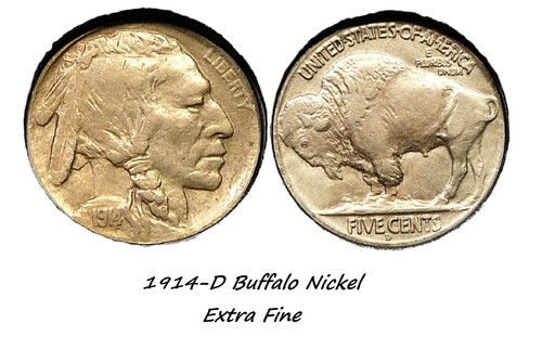 1914 buffalo nickel xf - 1914-d, /