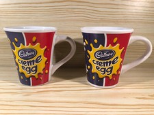 2 x Vintage Cadbury's Creme Egg Ceramic Coffee Tea Chocolate Mugs Commemorative
