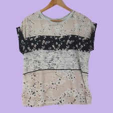 Women's Zara  Blouse Top Size M Sleeves Short Color Multicolor Flowers Patter 