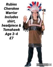 Native American Indian Childrens Fancy Dress Costume 3-4 Years