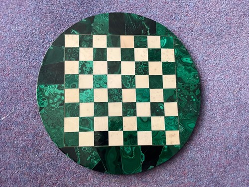Round inlaid malachite white - round,