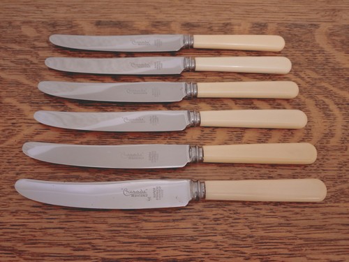 Vintage set faux bone handle - faux,