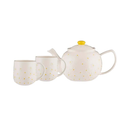 3pc tea set stoneware teapot - tea,