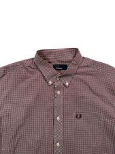 Fred Perry Men’s Red Gingham Mod Long Sleeve Button Down Shirt - Size Large