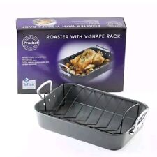 15 INCH  Black Oven Roasting Baking Tray Pan V shape Dish Rack heavy gauge new 