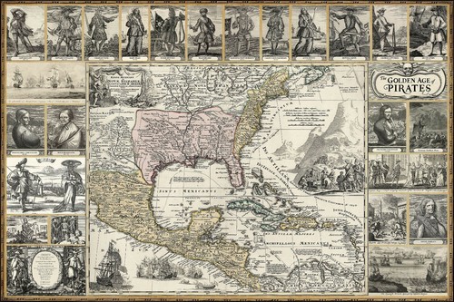 Pirate map poster vintage - map,